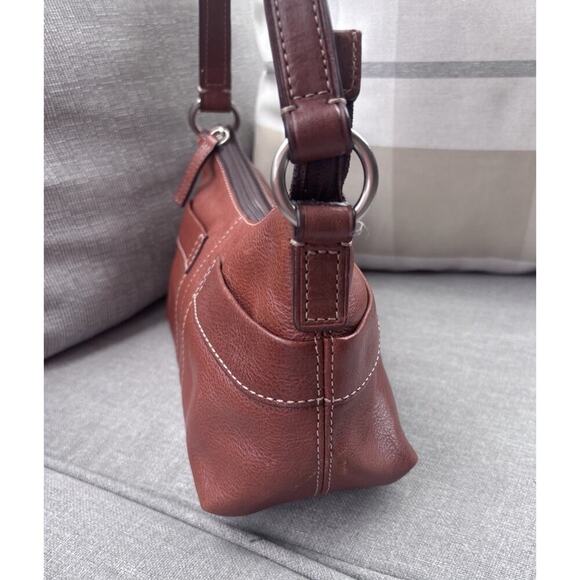 Vintage Fossil 1954 Brown Hobo Leather Medium Shoulder Bag Purse - Picture 8 of 9